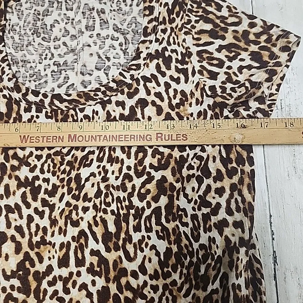Banana Republic Cheetah Leopard Print Short Sleeve Shirt Top Womens Size S